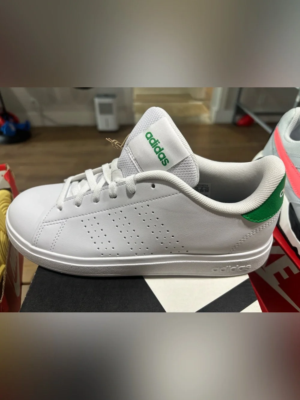 adidas White Sneakers with Green Accents - Kids